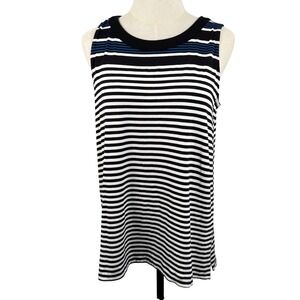 J. Jill Wearever Womens M Tank Top Striped Stretch Sleeveless Nautical Coastal